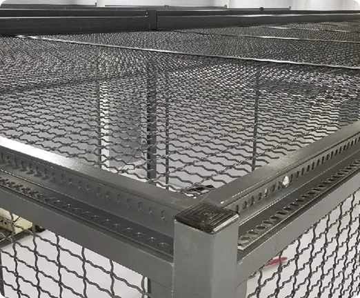 Close-up of DEA-approved wire mesh showing openings no larger than 2.5 inches.